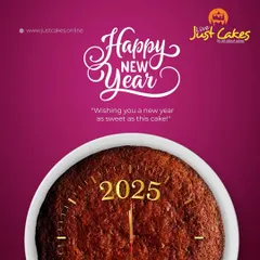 Ring in the new year with a sweet celebration. This image showcases our New Year's cake concept, featuring a rich cake base with "2025" elegantly displayed in gold.