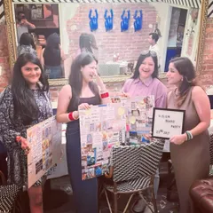 Look at these happy faces and their finished vision boards! This is the moment it all comes together. Each board is a unique visual prayer, a tangible reminder of the goals and dreams we set out to achieve.