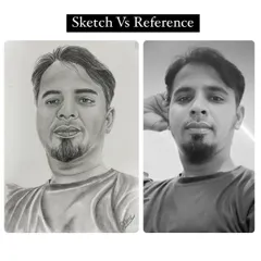 See the magic happen. This side-by-side comparison shows the original reference photo next to my finished A5 pencil sketch, highlighting the accuracy and artistic interpretation in my portrait work.