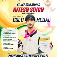 Gold for India! Nitesh Singh's incredible journey to the top of the podium at the 2025 Australian Open, defeating competitors from Australia, Hong Kong, Saudi Arabia, Taiwan, and Japan.