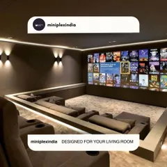 This design is perfect for a living room setup. It combines a large screen with a sunken lounge area, creating a dedicated entertainment zone without closing off the room.