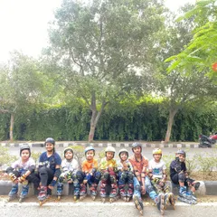 Our skating crew taking a break during an outdoor session. We believe in learning together and creating lasting friendships.