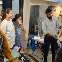 The best part of any workshop is sharing the final result with enthusiastic students. This was at my Bangalore workshop, where we explored techniques for creating expressive watercolor figures and portraits together.