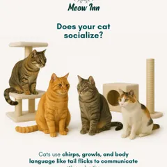 Cats have a complex social language. They use chirps, growls, and body language to communicate with each other, and I facilitate a safe environment for them to do so.