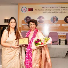 Presenting a plaque during the closing ceremony of Project 'SHAKTI' and the launch of Project 'Durga'. These projects are the heart of my foundation's work.
