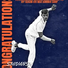 We are proud to announce Shivansh Singh's selection for the Off-Season U19 MCA Summer Camp. He is a dedicated fast bowler and this is a well-deserved step in his cricketing journey.