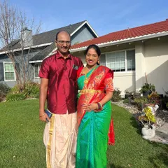 A beautiful couple, with the lady looking stunning in her Kanchipuram saree from my collection. It's an honor to be a part of your special moments.