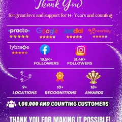 This graphic is a heartfelt thank you to our community for over 14 years of support. It showcases our milestones, including over 100,000 happy customers, 9+ locations, and numerous awards, all made possible by your trust.