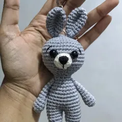A cute and tiny bunny keychain, perfect for adding a touch of handmade charm to your keys or bag.