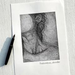 An example of my stippling work, where an image is created entirely from tiny dots. This technique requires immense patience but creates a unique texture and depth.