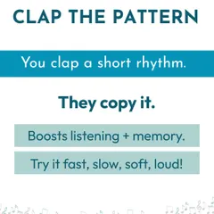 A fun game to try at home is 'Clap the Pattern'. You clap a short rhythm, and your child copies it. This simple activity boosts listening skills and memory.
