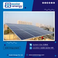 Another one of our 9.8kW rooftop solar systems, this time installed in Noida Sector 105. This setup provides the homeowner with substantial energy savings and a reduced carbon footprint.