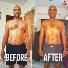 Before and after from one of our dedicated online clients. With personalized nutrition coaching and a meticulous training plan, he achieved his goals commendably, proving you don't need to be in the same city to get results with us.