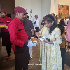 Here is one of our team members serving fresh Pani Puri at a naming ceremony. Our staff is always uniformed, polite, and focused on making your guests feel welcome.