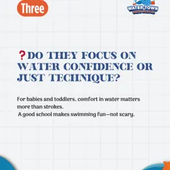 For babies and toddlers, comfort in the water is more important than perfect strokes. We focus on building water confidence first, making swimming feel fun and not like a scary test. The technique will follow naturally.