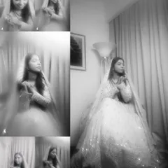 An ethereal black and white collage of the bride-to-be, using a soft focus and blur effect to create a dreamy, contemplative mood.
