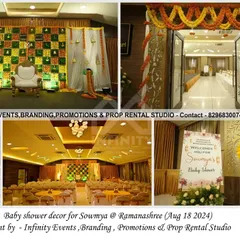 A traditional baby shower for an expecting mother at Ramanashree. We used classic Indian decor elements, including marigold flower strings and a decorative backdrop, to create a warm, auspicious, and joyful celebration.