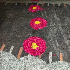 Simple and pretty flower petal rangoli designs for a baby welcome celebration.