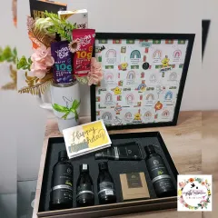 A perfect birthday gift for him, this hamper combines a men's grooming kit from The Man Company with a personalized Stanley mug and a custom-made affirmation frame.