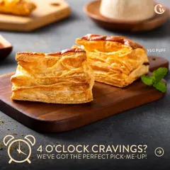 Those 4 o'clock cravings are real. Our freshly baked Veg Puffs are the perfect pick-me-up to get you through the rest of the day.