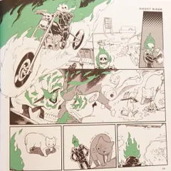 A comic panel from 'Marvel Meow' showing Ghost Rider encountering some adorable but mischievous cats.