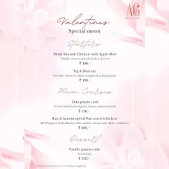 Celebrate love with my special Valentine's menu. I've designed it to delight your senses with dishes like Fig & Burrata, Pan Seared Chicken, and a delicate Vanilla Panna Cotta.