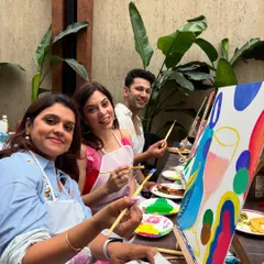 Smiles and concentration. I love seeing guests get lost in their painting, completely forgetting about everything else for a couple of hours.