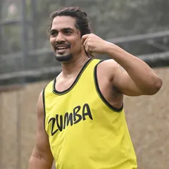 A close-up of our instructor leading the Zumba session with a smile. We focus on creating a welcoming and motivating atmosphere for all participants.