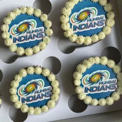 Show your team spirit with custom cupcakes. Whether it's a win or a loss, these Mumbai Indians themed cupcakes are a sweet way to support your favorite team. I can create logos for any team.