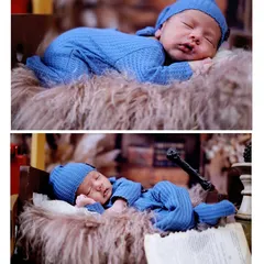 A collage showing different angles from a single newborn session. I capture a variety of shots, from close-ups to wider views, to give you a complete collection of memories.