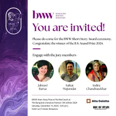You are invited! The official invitation to the BWW Short Story Award ceremony at the Bangalore Literature Festival. This award was instituted in my Papa's name, and it means the world to me.