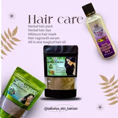 My complete hair care range is designed to bring back the health of your hair. This collection includes my Herbal Hair Pack, Hair Regrowth Serum, and All in one Magical Hair Oil, all created to help you achieve your hair goals.