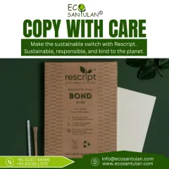 This is Rescript's recycled A4 bond paper. It's a sustainable switch for your printing and copying needs, allowing you to copy with care for the planet.