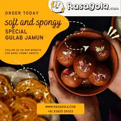 Our special Gulab Jamun is soft, spongy, and soaked in a fragrant syrup. Garnished with delicate rose petals, it's a classic dessert that we prepare with the utmost care to ensure it melts in your mouth.