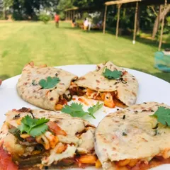 After a day of exploring, enjoy a meal at our cafe. This delicious looking dish is made with ingredients sourced directly from our fields, offering a true farm-to-table experience.