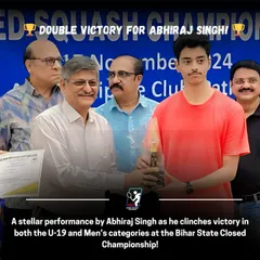 We are committed to helping our players achieve their competitive dreams. We celebrate the incredible success of our high-performance athlete, Abhiraj Singh, who secured a double victory in both the U-19 and Men's categories.