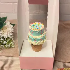 A special treat for Raksha Bandhan. This is my Cone Cake, a fun, ice-cream-shaped mini cake that was part of our Rakhi hampers this year. A sweet surprise for a sweet sibling bond.