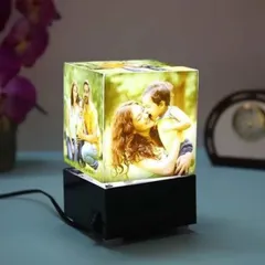 The personalized rotating lamp is a fantastic way to display multiple memories. I print your photos on each side of the light box, which sits on a base that slowly rotates to showcase every picture.