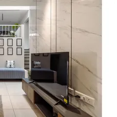 A duplicate of the entertainment unit shot, providing a clear and detailed view of the living room's design features.