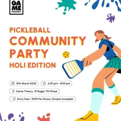It's more than just a game, it's a party! Our Pickleball Community Party, Holi Edition, is all about celebrating with colors, snacks, and friendly matches.
