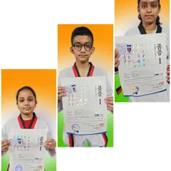 Three of my female students proudly displaying their 1st Poom certificates from Kukkiwon. I train both boys and girls to reach the highest levels of Taekwondo.