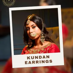 Why buy when you can rent? This graphic highlights our Kundan earrings, including a beautiful nath (nose ring) and jhumka set that is perfect for a bride.