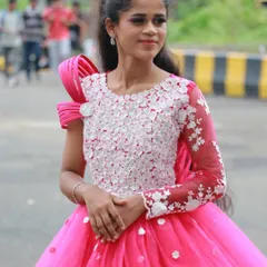A vibrant and youthful party look. My student did a fantastic job creating a fresh, glowing makeup look to match this beautiful pink gown.