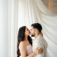 It's in the quiet moments that love speaks the loudest. This intimate portrait of Moksh and Ashmita captures the gentle, unfiltered connection that exists just between the two of them, a perfect memory before their big day.