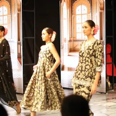 The final walk. Our students' work is seen by the entire fashion industry as models grace the runway at Global India Couture Week. This is the culmination of their hard work and artistry.