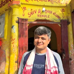In front of the Baba Bhuteshwar Nath Mahadev temple in Naimisharanya. These spiritual journeys are not just travel, but a transformation of the soul.