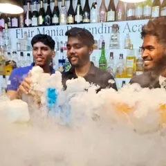 We teach you to create drinks that are a feast for the eyes. Here, our students are learning to use dry ice to create dramatic, smoky cocktails during a molecular mixology class at our Goa branch.
