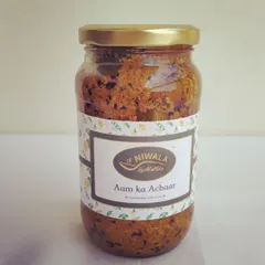 A jar of my signature Aam ka Achaar, the pickle that holds a special place in my heart. It’s a taste of my childhood and the first recipe I perfected. This traditional mango pickle is a staple for any Indian meal.