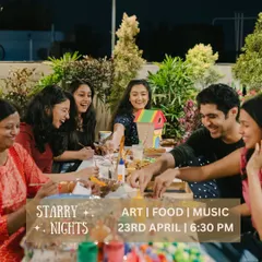Another shot of a happy group enjoying an evening of art on the terrace. You don't need any experience, just a willingness to have fun and try something new.
