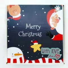 One of my most popular Christmas goodie boxes, featuring a fun design with Santa, a snowman, and a gingerbread man. These 8x8 inch corrugated boxes are sturdy and perfect for packing holiday treats.